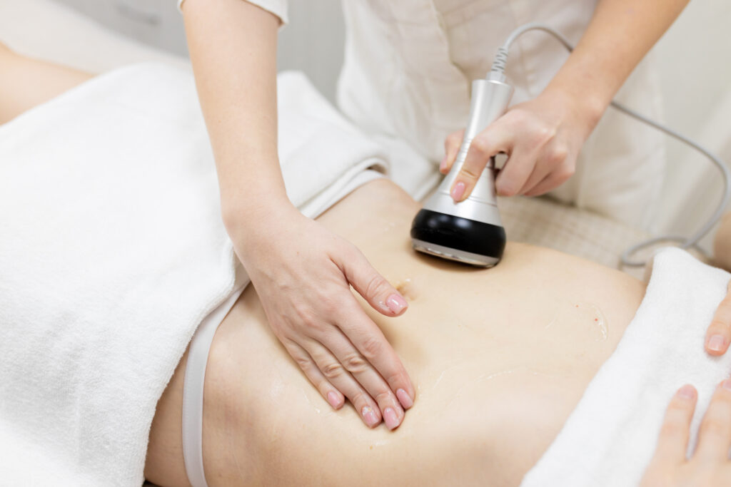 Hardware cosmetology. Body care. Non surgical body sculpting, body contouring treatment, anti cellulite and anti fat therapy, skin smoothing and weight loss treatment in beauty spa salon
